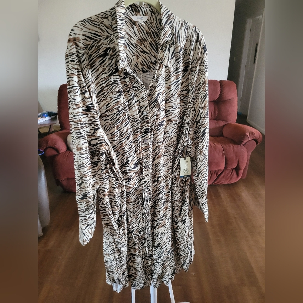 Terra & Sky Zebra Print Midi Dress